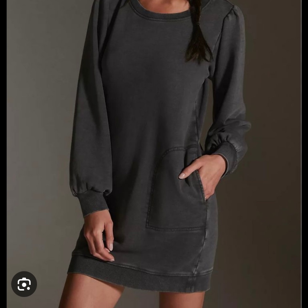 Casual Long Sleeve Mini Dress in Charcoal